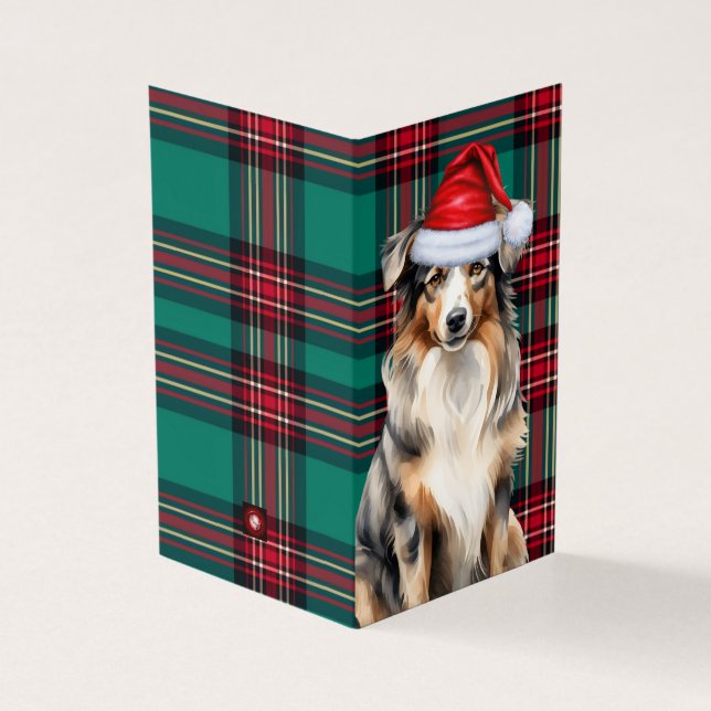 Australian Shepherd Christmas Dog Plaid Holiday (Outside)