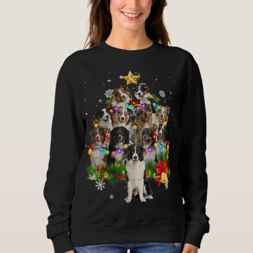 Australian Shepherd Christmas Dog Tree Lights Paja Sweatshirt