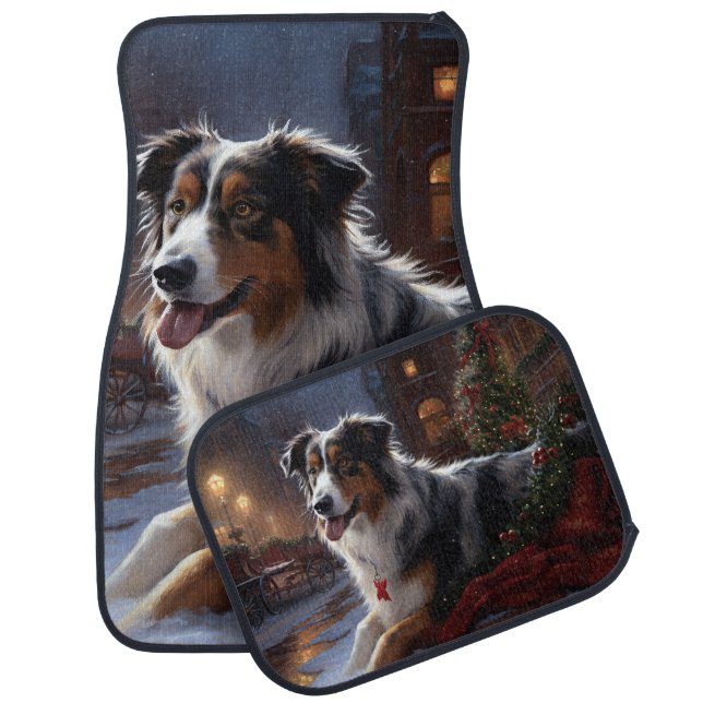 Australian Shepherd Christmas Festive Season  Car Floor Mat (Set)