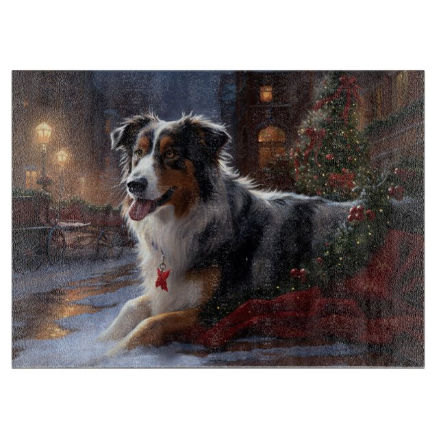 Australian Shepherd Christmas Festive Season  Cutting Board (Front)