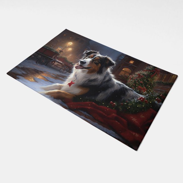 Australian Shepherd Christmas Festive Season  Doormat (Angled)