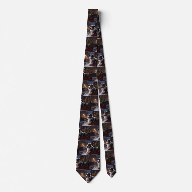 Australian Shepherd Christmas Festive Season  Neck Tie (Front)