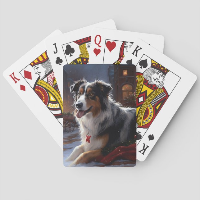 Australian Shepherd Christmas Festive Season  Poker Cards (Back)