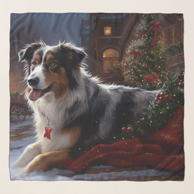 Australian Shepherd Christmas Festive Season  Scarf (Front)