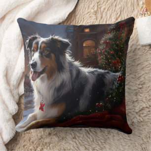 Australian Shepherd Christmas Festive Season Throw Pillow