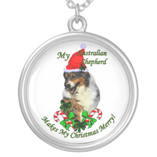 Australian Shepherd Christmas Gifts Silver Plated Necklace