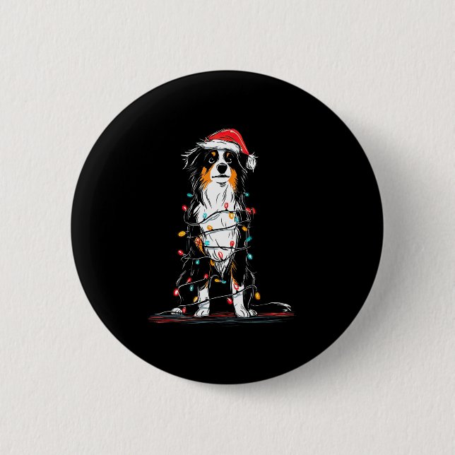 Australian Shepherd Christmas Graphics Dog Lights  Button (Front)