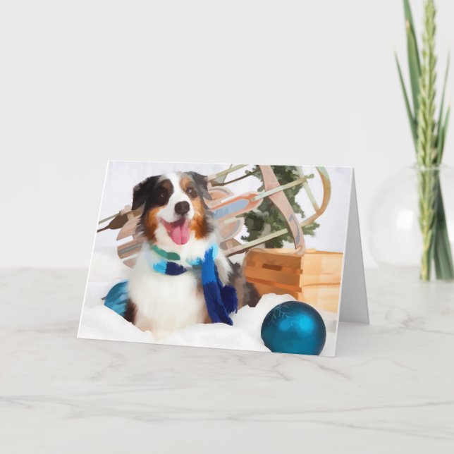 Australian Shepherd Christmas Greeting Cards (Front)