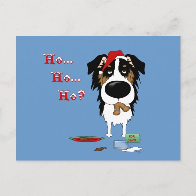 Australian Shepherd Christmas Holiday Postcard (Front)
