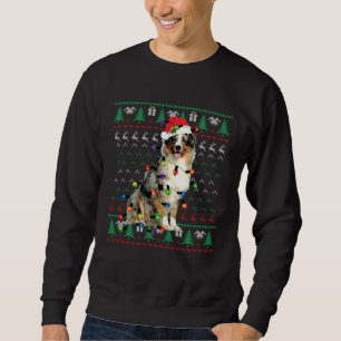 Australian Shepherd Christmas Lights Ugly Sweater 