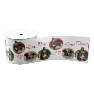 Australian Shepherd Christmas Merry Grosgrain Ribbon