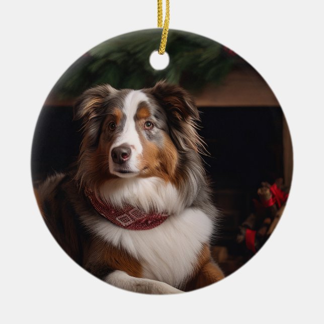 Australian Shepherd Christmas Ornament (Front)