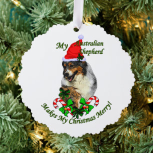 Australian Shepherd Christmas Ornament Card