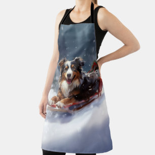 Australian Shepherd Christmas snow winter Apron