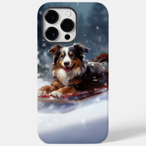 Australian Shepherd Christmas snow winter Case_Mate iPhone 14 Pro Max Case