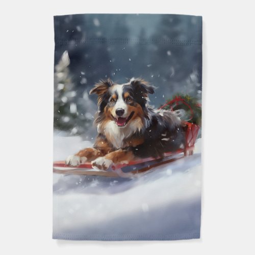 Australian Shepherd Christmas snow winter Garden Flag