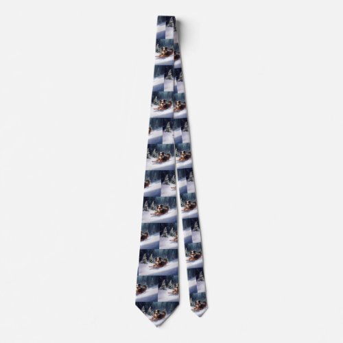 Australian Shepherd Christmas snow winter Neck Tie