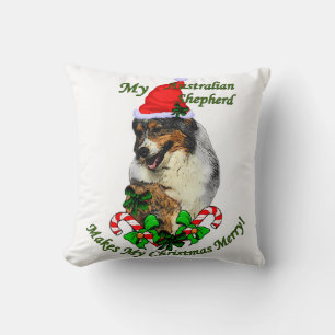 Australian Shepherd Christmas Throw Pillow