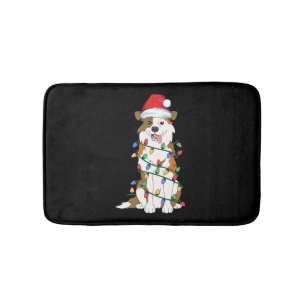 Australian Shepherd Christmas Tree Light Aussie Xm Bath Mat