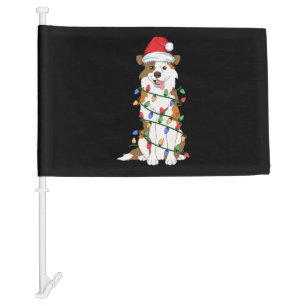 Australian Shepherd Christmas Tree Light Aussie Xm Car Flag