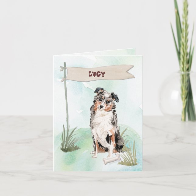 Australian Shepherd Congratulations on New Dog Note Card (Front)