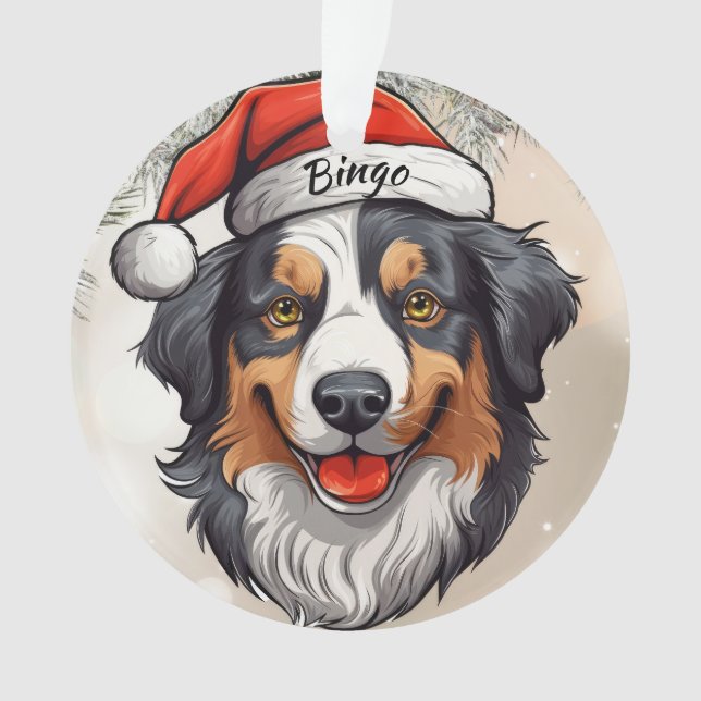 Australian Shepherd Custom Christmas Ornament (Front)