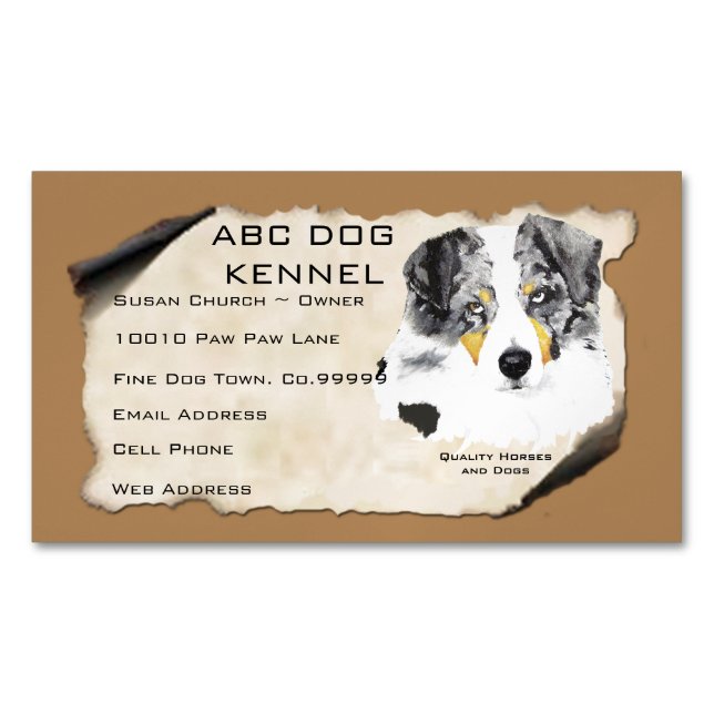 Australian Shepherd Custom Magnetic Business Card (Front)
