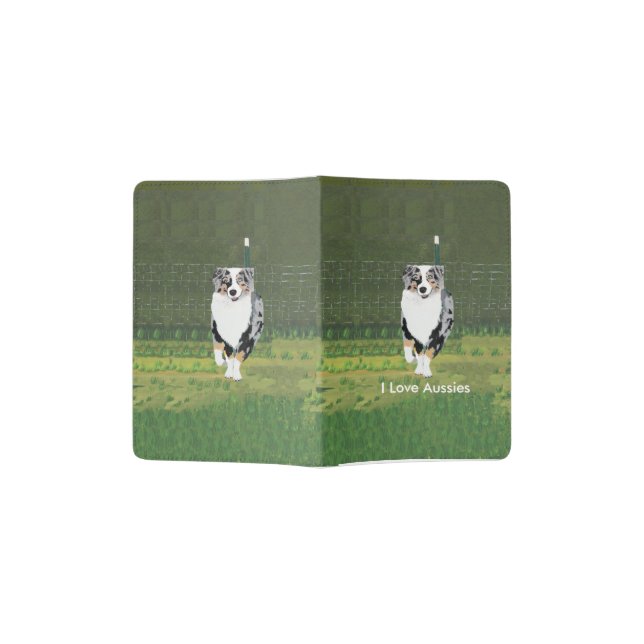 Australian Shepherd Custom Passport Cover (Opened)