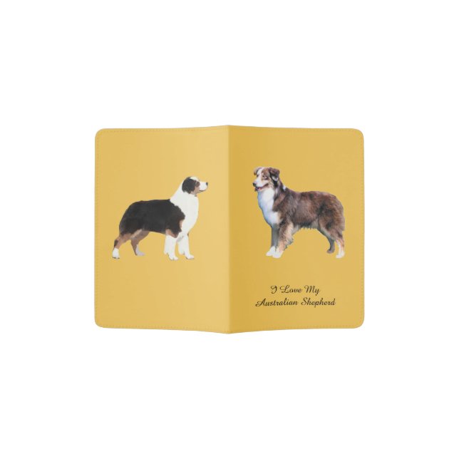 Australian Shepherd Custom Passport Cover (Opened)