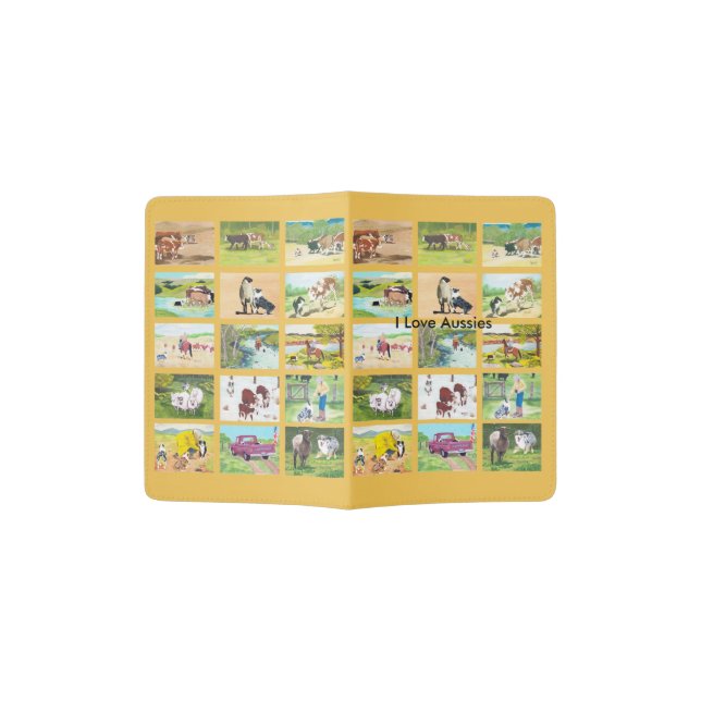 Australian Shepherd Custom Passport Cover (Opened)