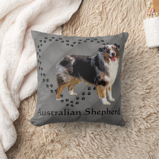 Australian Shepherd Customizable Throw Pillow (Blanket)