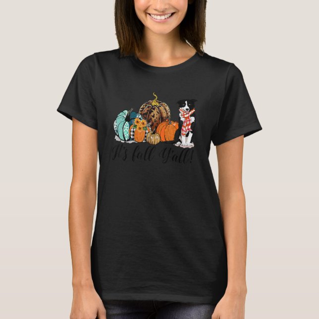 Australian Shepherd Cute Dog  Fall Thanksgiving T-Shirt (Front)