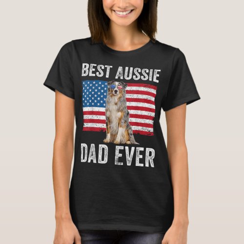 Australian Shepherd Dad American Flag Dog Lover Au T_Shirt