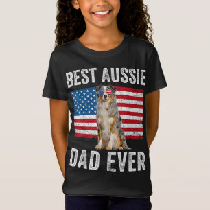 Australian Shepherd Dad American Flag Dog Lover Au T-Shirt