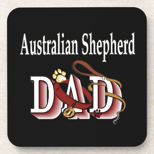 Australian Shepherd Dad Beverage Coaster (Front)