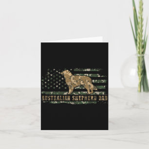 Australian Shepherd Dad Camo American Flag Card
