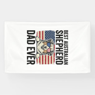 Australian Shepherd Dad Patriotic Vintage Banner