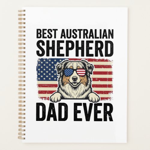 Australian Shepherd Dad Patriotic Vintage Planner