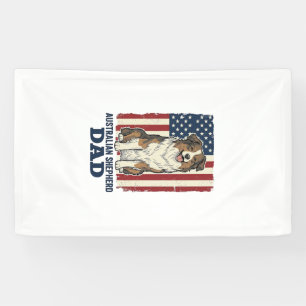 Australian Shepherd Dad Patriotic Vintage Vector D Banner