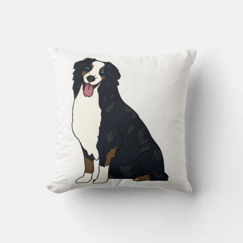 Australian Shepherd Dark Blue Merle With Blue Eye Throw Pillow