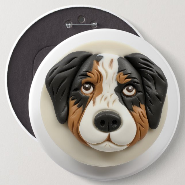 Australian Shepherd Dog 3D Inspired Button (Front & Back)