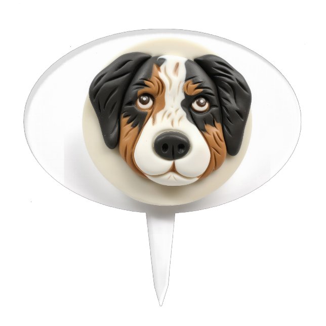 Australian Shepherd Dog 3D Inspired Cake Topper (Front)