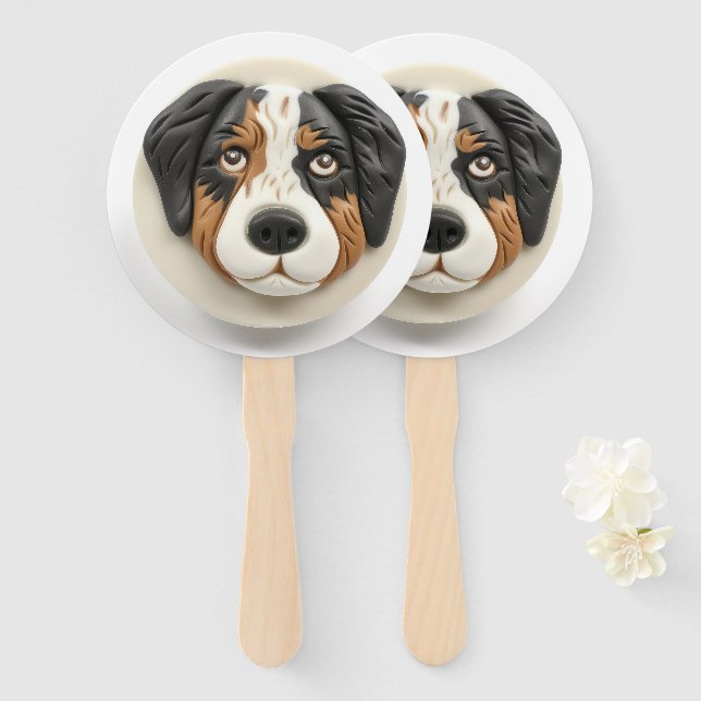 Australian Shepherd Dog 3D Inspired Hand Fan (Front and Back)