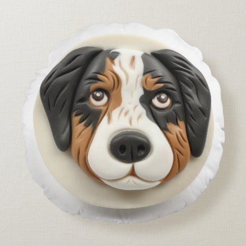 Australian Shepherd Dog 3D Inspired Round Pillow