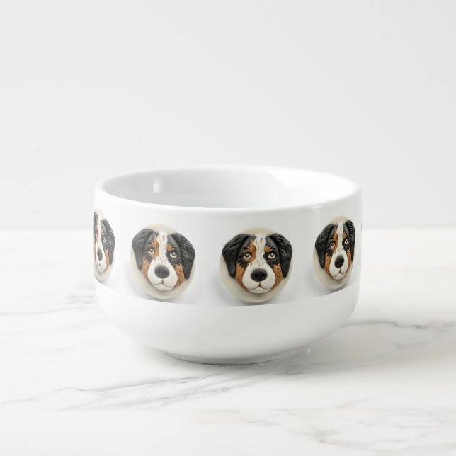 Australian Shepherd Dog 3D Inspired Soup Mug (Front)