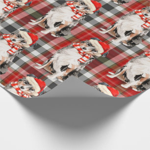 Australian Shepherd Dog and Plaid Christmas Wrapping Paper