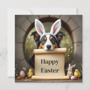 Australian Shepherd dog   and the message Holiday Card