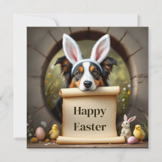 Australian Shepherd dog   and the message Holiday Card