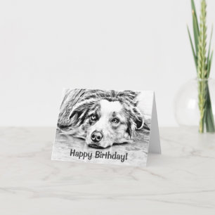 Australian Shepherd dog art Card