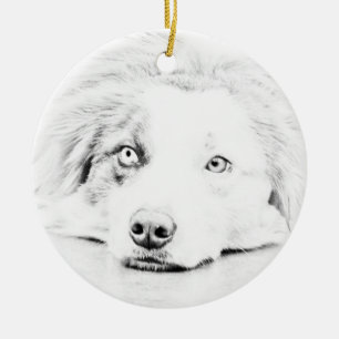 Australian Shepherd dog art Ceramic Ornament